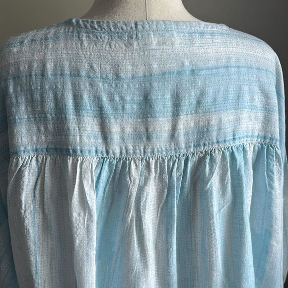 Poetry Women’s Peasant Striped Cotton Blend Blouse Blue Size 16 - Picture 6 of 12